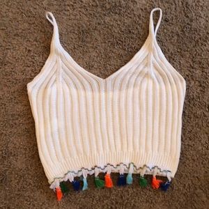 [2 for 10] Knit Tassel Crop Top